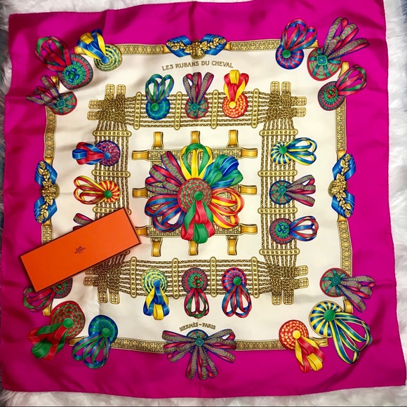 Hermes Accessories - Authentic HERMES Arubans du Cheval Silk Scarf
